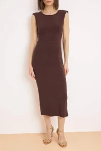 TRENDYOLMİLLA Brown Satin Maxi Lined Party Dress - Image 5