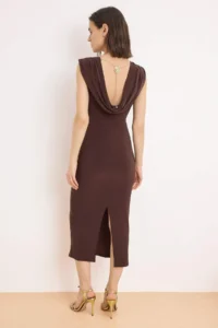 TRENDYOLMİLLA Brown Satin Maxi Lined Party Dress - Image 6