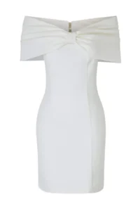 TRENDYOLMİLLA White Plain Weaving Finike Short / Mini Lined Dress