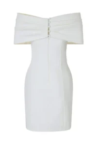 TRENDYOLMİLLA White Plain Weaving Finike Short / Mini Lined Dress - Image 2