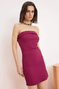 TRENDYOLMİLLA Plum Strapless Fitted Short / Mini Dress - Image 2