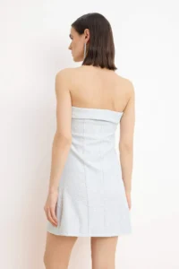TRENDYOLMİLLA Light Blue textured Weaving jacquard Short / Mini Unlined Dress - Image 4