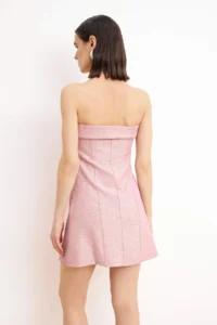 TRENDYOLMİLLA Powder Pink textured Weaving jacquard Short / Mini Unlined Dress - Image 4