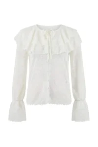 TRENDYOLMİLLA White Frilly Boho Unlined Lace Shirt - Image 5