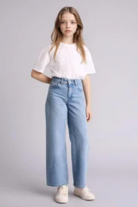 DeFacto Straight Wide Wide Leg Jean Trousers Girl - Image 2