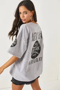 Olalook New York Gray Front Back Printed 2 thread Unisex Oversize T-Shirt