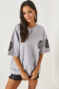 Olalook New York Gray Front Back Printed 2 thread Unisex Oversize T-Shirt - Image 3