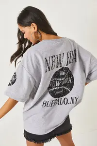 Olalook New York Gray Front Back Printed 2 thread Unisex Oversize T-Shirt - Image 5