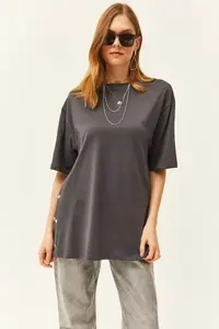 Olalook Women's Smoked Cotton T-Shirt with Buttons on the Sides - Image 4