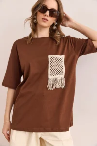 Olalook Women Brown Garnili T-Shirt