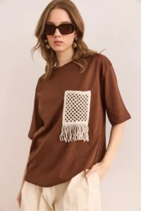 Olalook Women Brown Garnili T-Shirt - Image 3