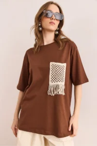 Olalook Women Brown Garnili T-Shirt - Image 4