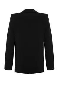 TRENDYOLMİLLA Black Regular Lining Detailed Weaving Blazer Jacket - Image 8
