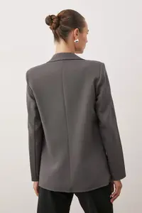 TRENDYOLMİLLA Gray Regular Lining Detailed Weaving Blazer Jacket - Image 4