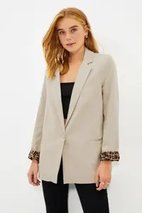 TRENDYOLMİLLA Stone Regular Lining Detailed Weaving Blazer Jacket