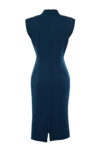 TRENDYOLMİLLA Petrol Blue Blue Blue Bodycon Dog collar Midi Pencil Skirt Weaving Dress - Image 17