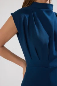 TRENDYOLMİLLA Petrol Blue Blue Blue Bodycon Dog collar Midi Pencil Skirt Weaving Dress - Image 3