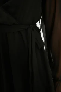 TRENDYOLMİLLA Black Belted Double breasted Siphon Flight Flight Weaving Dress - Image 10