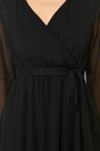 TRENDYOLMİLLA Black Belted Double breasted Siphon Flight Flight Weaving Dress - Image 6