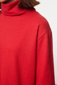 TRENDYOLMİLLA Rejection Turtleneck shift/Plain Mini Thessaloniki Long Sleeve Knitting Dress - Image 4