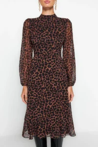 TRENDYOLMİLLA Camel High Collar Skirt with flywheel Siphon Weaving Winter Dress - Image 10