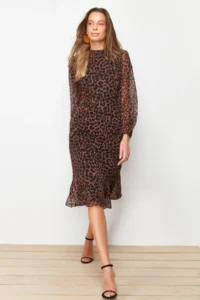 TRENDYOLMİLLA Camel High Collar Skirt with flywheel Siphon Weaving Winter Dress - Image 2
