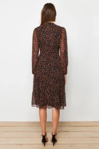 TRENDYOLMİLLA Camel High Collar Skirt with flywheel Siphon Weaving Winter Dress - Image 6