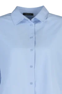 TRENDYOLMİLLA Mavi Loose Fit Cotton Weaving Shirt - Image 12