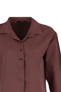TRENDYOLMİLLA Brown Loose Fit Cotton Weaving Shirt - Image 8