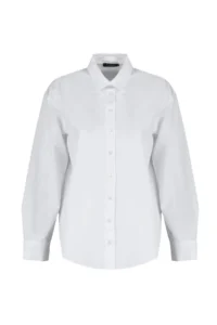 TRENDYOLMİLLA White Loose Fit Cotton Weaving Shirt - Image 6