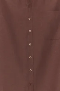 TRENDYOLMİLLA Brown Tek with pocket Boyfriend/Wide Pattern Cotton Weaving Shirt - Image 10