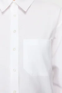 TRENDYOLMİLLA White Tek with pocket Boyfriend/Wide Pattern Cotton Weaving Shirt - Image 10