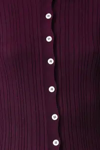 TRENDYOLMİLLA Plum Mercerized Look Ribbed Polo Shirt Collar Knitwear Bodysuit Cardigan - Image 3