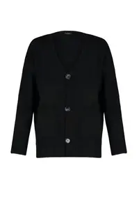 TRENDYOLMİLLA Black Basic Soft textured Knitwear Cardigan - Image 6