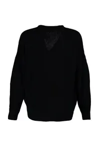 TRENDYOLMİLLA Black Wide Pattern V-neck Knitwear Cardigan - Image 8