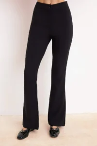 TRENDYOLMİLLA Black Flare flared leg High Waist Bootcut Weaving Dress Pants - Image 3