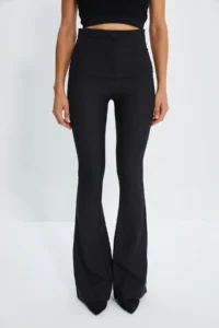 TRENDYOLMİLLA Black flared leg Flare Bootcut Weaving Dress Pants - Image 3