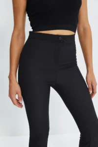 TRENDYOLMİLLA Black flared leg Flare Bootcut Weaving Dress Pants - Image 4