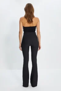 TRENDYOLMİLLA Black flared leg Flare Bootcut Weaving Dress Pants - Image 5