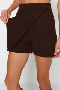 TRENDYOLMiLLA Bitter Coffee Double breasted Weaving Shorts Skirt - Image 12