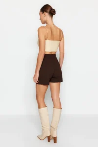 TRENDYOLMiLLA Bitter Coffee Double breasted Weaving Shorts Skirt - Image 13