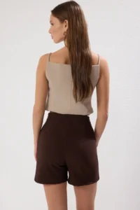 TRENDYOLMiLLA Bitter Coffee Double breasted Weaving Shorts Skirt - Image 5