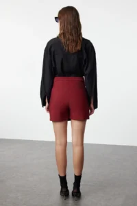 TRENDYOLMiLLA Burgundy Double breasted Weaving Shorts Skirt  Shorts & Bermuda - Image 6