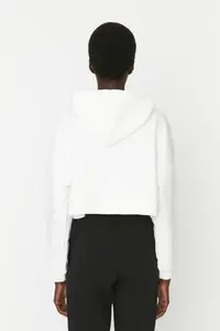 TRENDYOLMİLLA Ecru Basic Zippered Hooded Crop Thick Fleece Lined Knitting Sweatshirt - Image 5