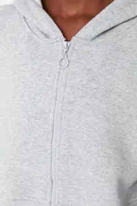 TRENDYOLMİLLA Gray Basic Zippered Hooded Crop Thick Fleece Lined Knitting Sweatshirt - Image 4