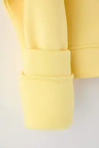 TRENDYOLMİLLA Light Yellow Zippered Hooded Casual Cut Crop Thick Fleece Lined Knitting Sweatshirt - Image 8
