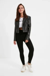 TRENDYOLMİLLA Black High Waist Basic Elastic Waist interlock Knitting Leggings - Image 2