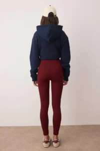 TRENDYOLMİLLA Burgundy High Waist Basic Elastic Waist interlock Knitting Leggings - Image 4