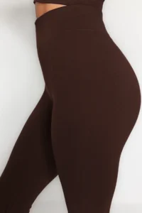 TRENDYOLMİLLA Dark Brown seamless/Seamless Full Size Knitting Sports Leggings - Image 4
