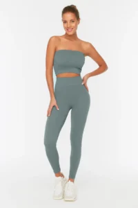 TRENDYOLMİLLA Khaki seamless/Seamless Full Size Knitting Sports Leggings - Image 7